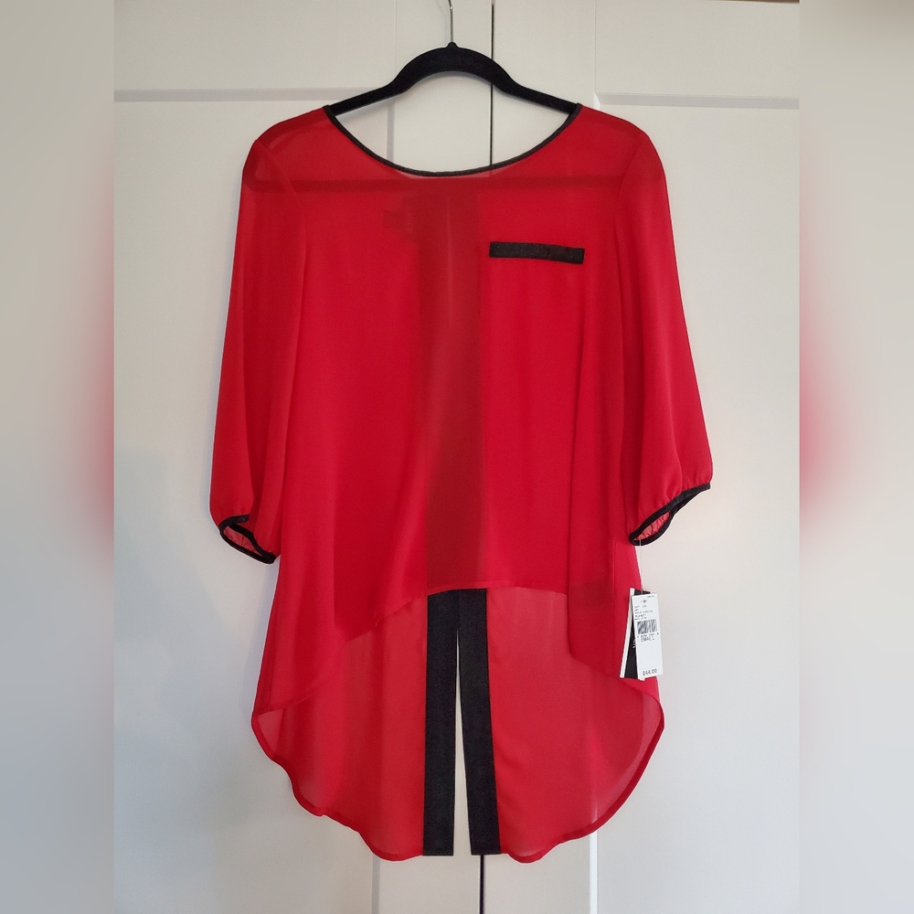 Sleek sheer red dressy shirt